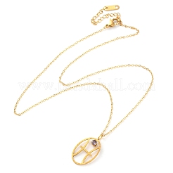 Collane a catena con ciondolo a dodici costellazioni in acciaio inossidabile 304 con zirconi cubici e rune per donna&nbsp;NJEW-B121-02G-12