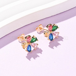 Orecchini da donna in ottone con micro pavé di zirconi cubici&nbsp;KK-CBACC01-06G