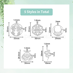 20 pièce 5 styles 201 pendentifs en acier inoxydable&nbsp;STAS-DC0013-89