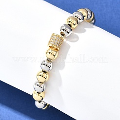 Stretch-Armbänder aus Messing mit Mikropflaster und Zirkonia-Perlen für Frauen und Männer&nbsp;BJEW-H201-01A-GP