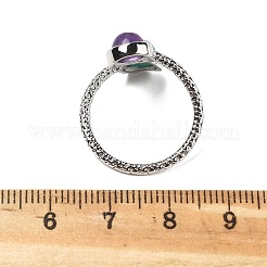 Anillos de dedo de amatista y amazonita naturales&nbsp;RJEW-A068-03P-02