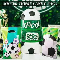 30 Stück rechteckige Geschenk-Aufbewahrungstaschen aus Kunststoff in 3 Stilen mit Fußball-Aufdruck und Lochgriffen&nbsp;ABAG-TA0001-82