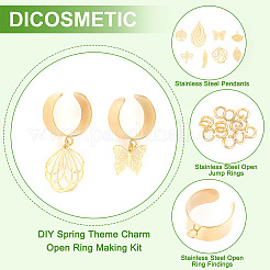 DIY-Set zur Herstellung offener Ringe mit Charms im Frühlingsstil&nbsp;DIY-UN0004-61