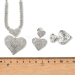 Set aus Ohrsteckern und Halsketten mit Herz-Strass aus Messing für Damen&nbsp;SJEW-M102-08S