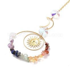 Attrape-soleil suspendus en verre lune et soleil&nbsp;HJEW-I011-01G