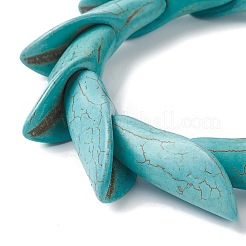 Bracelets extensibles en perles de feuilles de turquoise synthétiques teintes&nbsp;BJEW-P299-07A