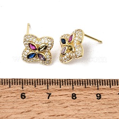 Pendientes de tuerca de circonio cúbico con micro pave de latón&nbsp;KK-CBA8324-25G-01