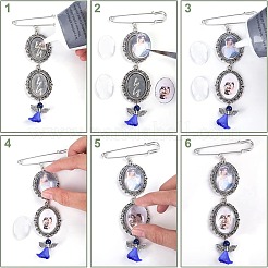 6 Stück Broschen aus Legierung mit Foto-Charme in 3 Stilen&nbsp;DIY-CA0004-26