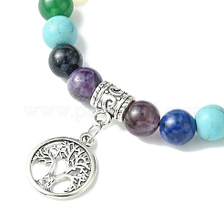 Pulseras trenzadas con cuentas de piedras preciosas redondas de 8 mm de chakra&nbsp;BJEW-JB10905-03