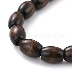Fassförmiges Holzperlenarmband mit Doppelringen&nbsp;BJEW-XCP0001-06