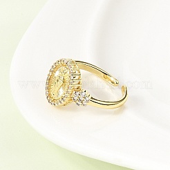 Bagues ouvertes en laiton micro pavé de zircones cubiques transparentes&nbsp;RJEW-Z136-02G