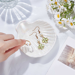 Bandejas de exhibición de joyas de porcelana con forma de concha para anillos&nbsp;AJEW-SP0006-06A-01