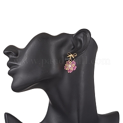 Pendientes colgantes con cuentas de vidrio y flores hechos a mano&nbsp;EJEW-MZ00471