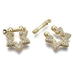 Fermoirs de manille d'ancrage à anneau en D en zircone cubique en laiton micro pavé clair&nbsp;X-ZIRC-S066-049-NF