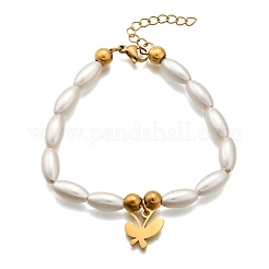 Bracelets à breloques papillon en acier inoxydable 304 pour femmes&nbsp;BJEW-C098-08G