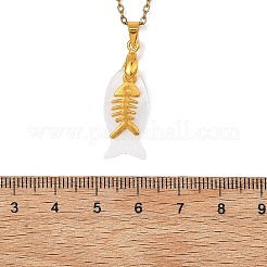 Halskette mit Anhänger aus natürlichen Meeresmuscheln und Fischgräten aus einer Legierung&nbsp;NJEW-JN06191
