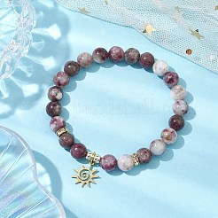Pulseras elásticas con cuentas de turmalina natural redonda de 8 mm&nbsp;BJEW-JB10469-03