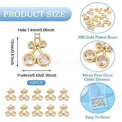 10 pièces en laiton micro pavé breloques en zircone cubique claire&nbsp;KK-TA0002-85