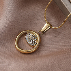 Colliers pendentifs en acier inoxydable 304 avec strass et cristal pour femmes&nbsp;AQ7220