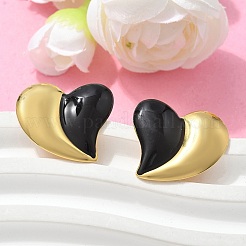 Pendientes de botón de acero inoxidable 304 con forma de corazón&nbsp;EJEW-A130-01G-01