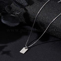 Collier avec pendentif rectangulaire en forme de lettre en acier inoxydable 1 pièce&nbsp;NJEW-LP0001-34L-P