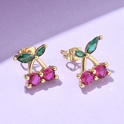 Clous d'oreilles en laiton avec zircon cubique&nbsp;EJEW-Q017-02G