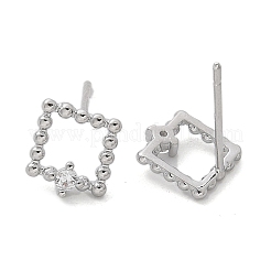 Orecchini a bottone in ottone con zirconi chiari&nbsp;EJEW-Q014-03P