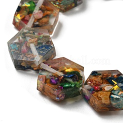 Jaspe impérial naturel teint avec des brins de perles de résine&nbsp;G-G083-D05-01
