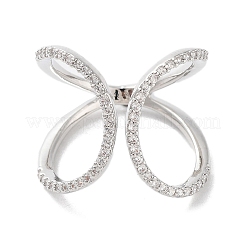 Verstellbare Ringe mit Gestellbeschichtung aus Messing mit Mikropavé-Zirkonia&nbsp;RJEW-D025-16P
