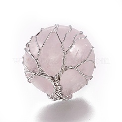 Verstellbare natürlichen Rosenquarz Fingerringe&nbsp;RJEW-L090-A12