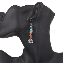 Chakra natürlicher roter Aventurin & roter Jaspis & Amethyst & Lapislazuli & grüner Aventurin & Tigerauge & synthetischer Türkis Ohrhänger&nbsp;EJEW-JE06648-02