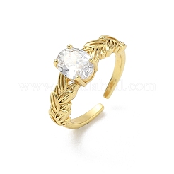 Messing Micro Pave Zirkonia Manschette offene Ringe&nbsp;RJEW-C163-25A-G