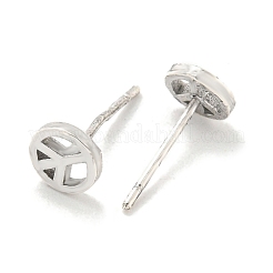 Orecchini a bottone in ottone con segno della pace placcato a cremagliera da donna&nbsp;EJEW-Z048-01P