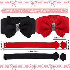 2 Stück 2 Farben Stoff Bowknot Schärpe Krawatte elastischer Kettengürtel mit synthetischem Strass&nbsp;AJEW-CP0008-10
