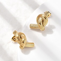 Pendientes de botón con nudo de acero inoxidable 304&nbsp;EJEW-K268-45G