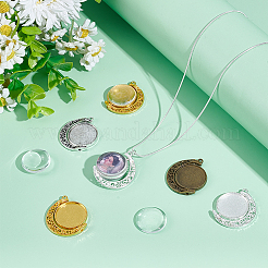 DIY Blanko Kuppel Legierung flach rund mit Mond Anhänger Herstellung Kits&nbsp;DIY-UN0006-45