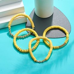 4 pièces 4 couleurs à la main en argile polymère disque surfeur bracelets ensemble&nbsp;BJEW-JB08802