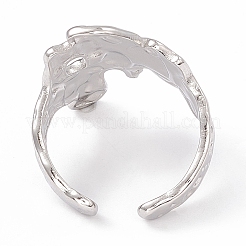 Anello polsino aperto con fiore largo in acciaio inossidabile 304 anti-ossidazione per donna&nbsp;X-RJEW-G275-05P