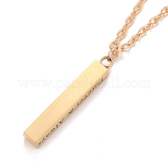 Rettangolo con la scritta ti amo collana pendente in acciaio inossidabile 304 con catena in lega per donna&nbsp;NJEW-M192-01G