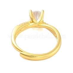 Anneaux réglables en zircone cubique transparente&nbsp;RJEW-L120-018G-05