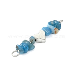 16 Stück 16 Stile gemischte Edelstein-Chip-Perlen mit Messing-Herz-Anschluss-Charms&nbsp;PALLOY-JF03059-02