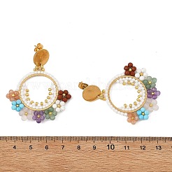 Boucles d'oreilles pendantes tressées en améthyste naturelle&nbsp;EJEW-MZ00787