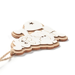 Décorations de pendentif en bois naturel sur le thème de noël&nbsp;HJEW-P010-15
