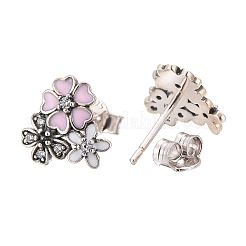 925 Sterling Silber Emaille Ohrstecker&nbsp;EJEW-FF0006-02