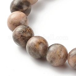 10 mm natürliches schwarzes Sonnenstein-Stretcharmband mit runden Perlen für Männer und Frauen&nbsp;BJEW-JB07299-02