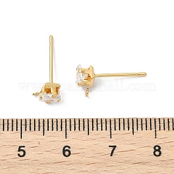 Messing klare Zirkonia quadratische Ohrstecker-Beschläge&nbsp;XGR0103G-115G