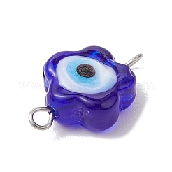 Handgemachte blaue böse Auge Blume Bunte Malerei Verbinder Verbinder Charms&nbsp;PALLOY-JF02845