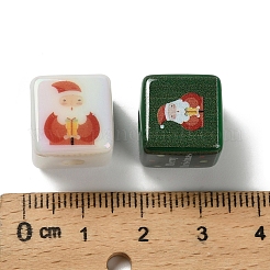 Weihnachtlich bedruckte undurchsichtige Acrylperlen&nbsp;OACR-D316-02B
