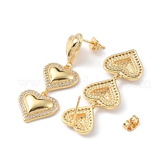 Klare Zirkonia-Herz-Ohrstecker&nbsp;EJEW-P227-01G