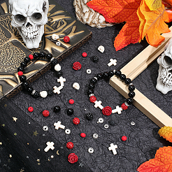 DIY-Kits zur Herstellung von Armbändern/Halsketten mit Rosenschädel&nbsp;DIY-AR0005-28